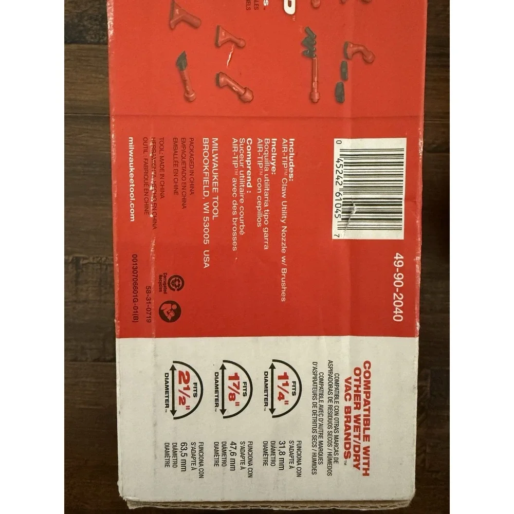 Milwaukee 49-90-2040 AIR-TIP Vacuum Claw Utility Nozzle w/ Brushes New! Read!